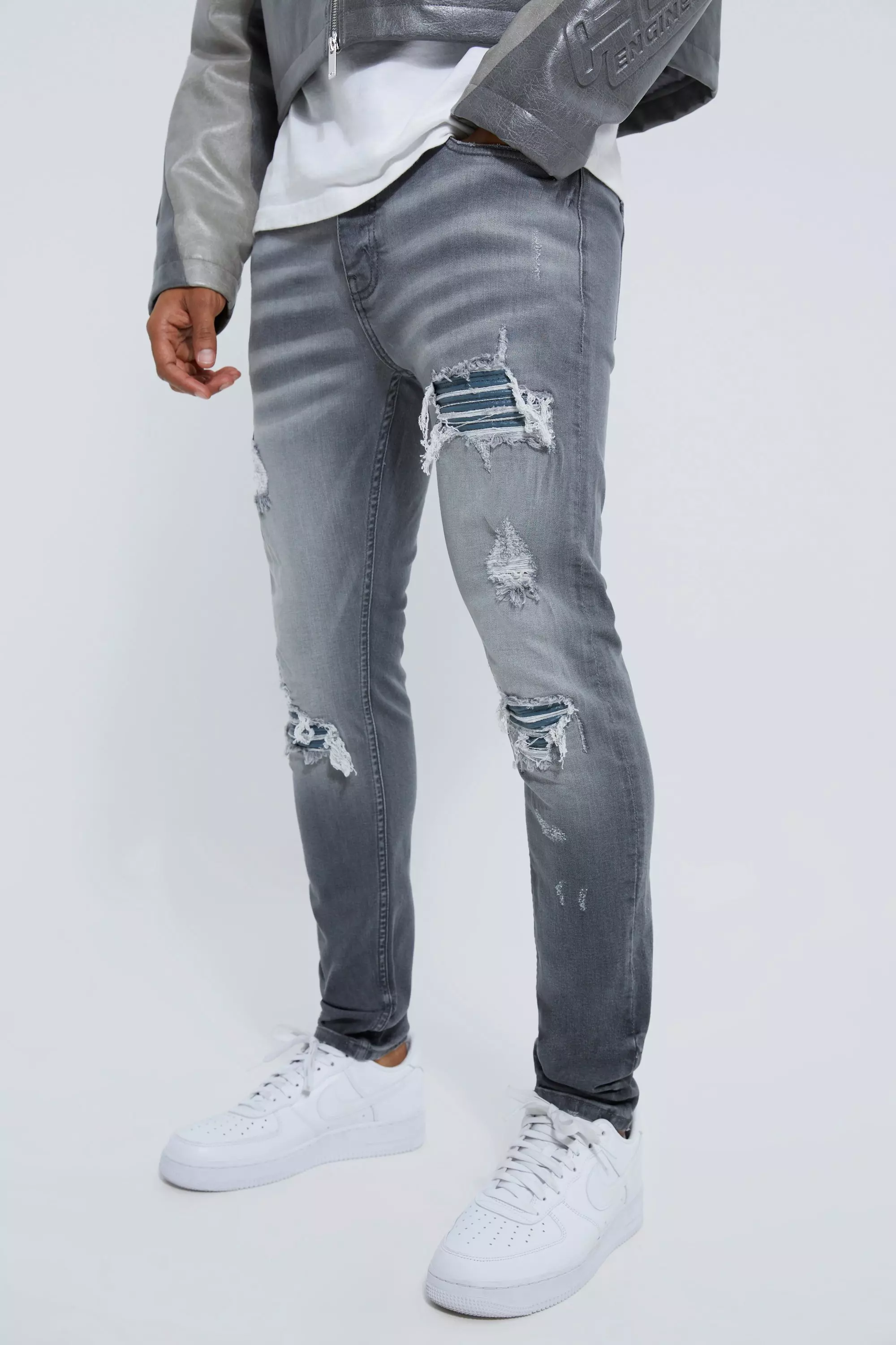 Biker clearance grey jeans